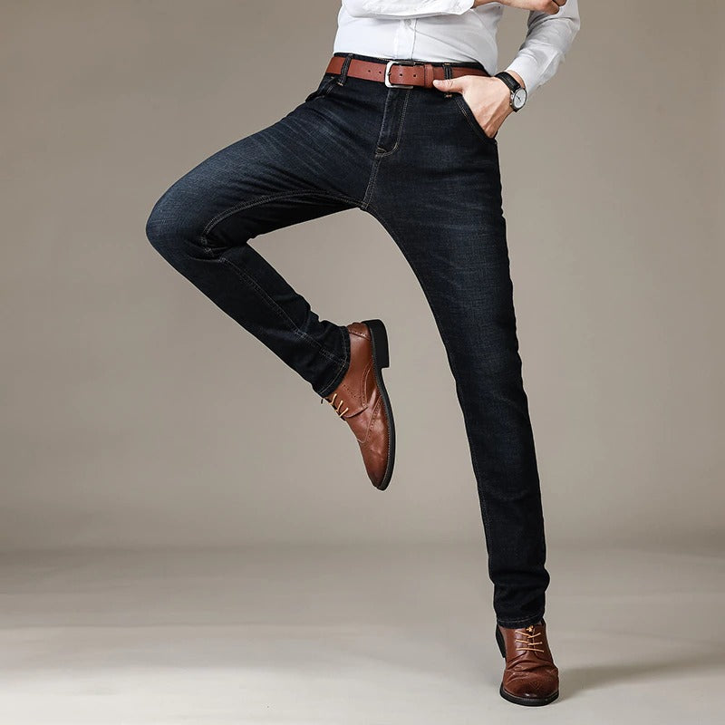 Men Black Jeans Elastic Slim