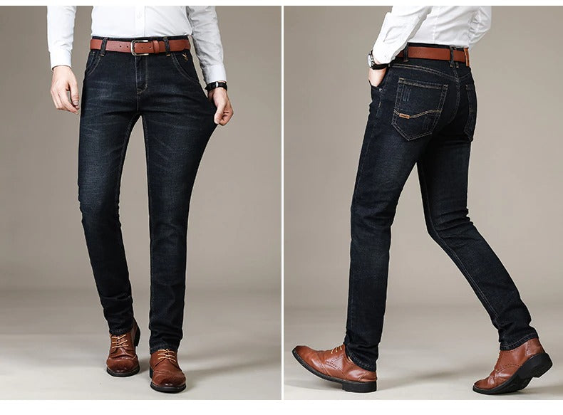 Men Black Jeans Elastic Slim