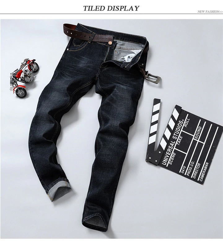 Men Black Jeans Elastic Slim