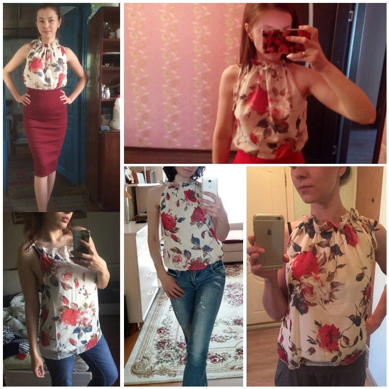 Floral Chiffon Summer Women Blouse