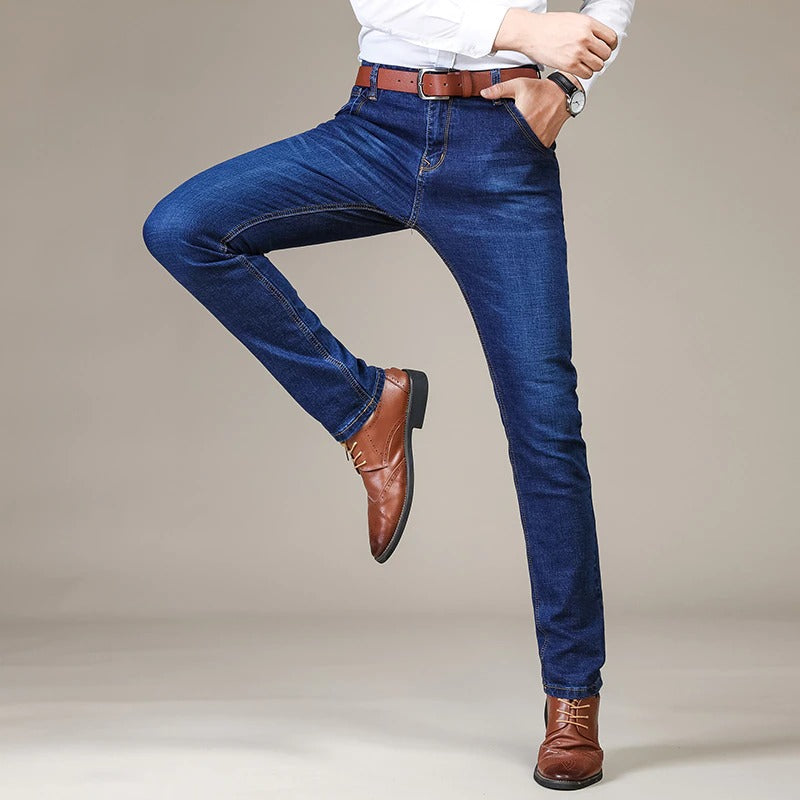 Men Black Jeans Elastic Slim