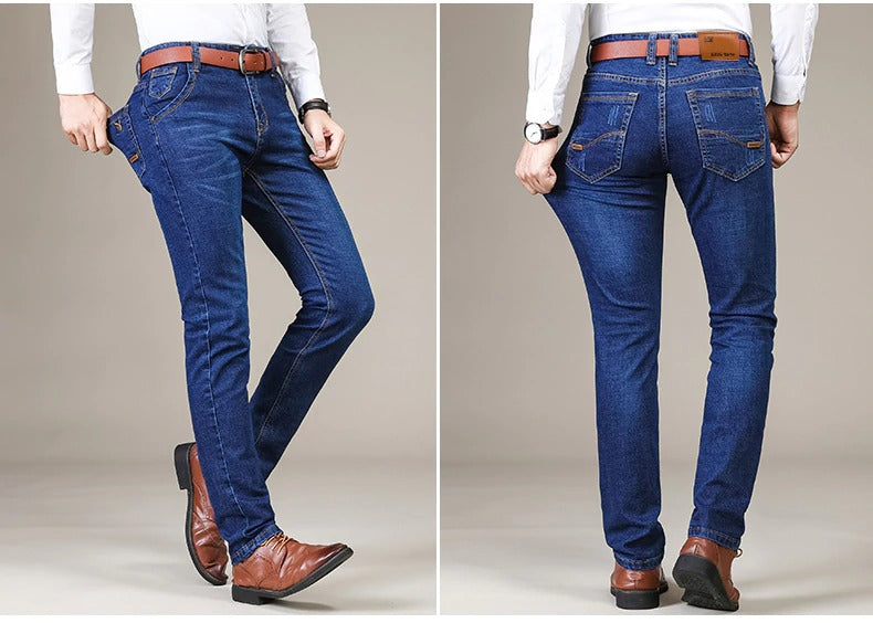 Men Black Jeans Elastic Slim
