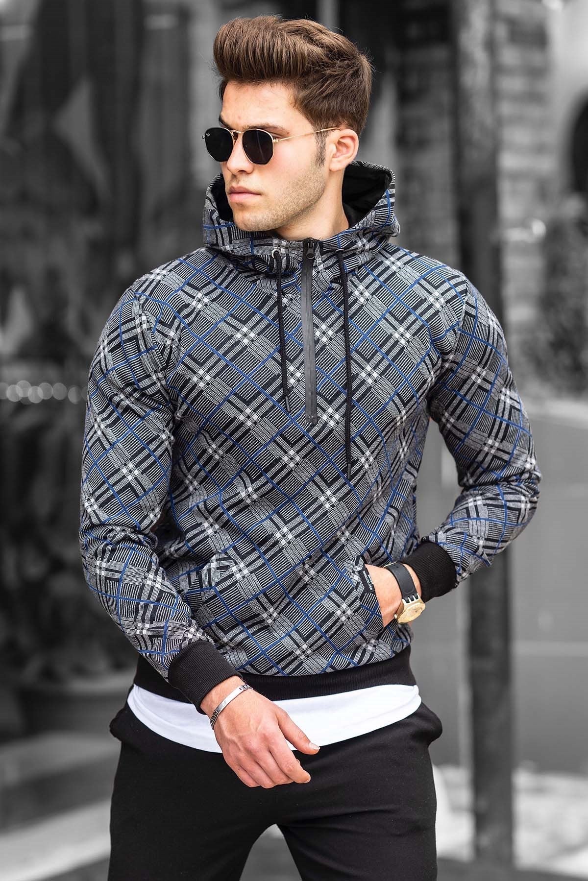 Saks Patterned Zipper Hoodie