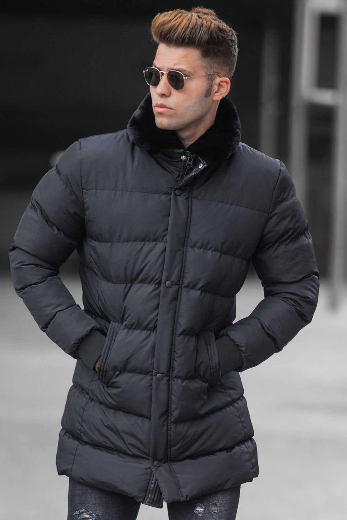 Black Men's Inflatable Coat 5138 - Made in Turkey