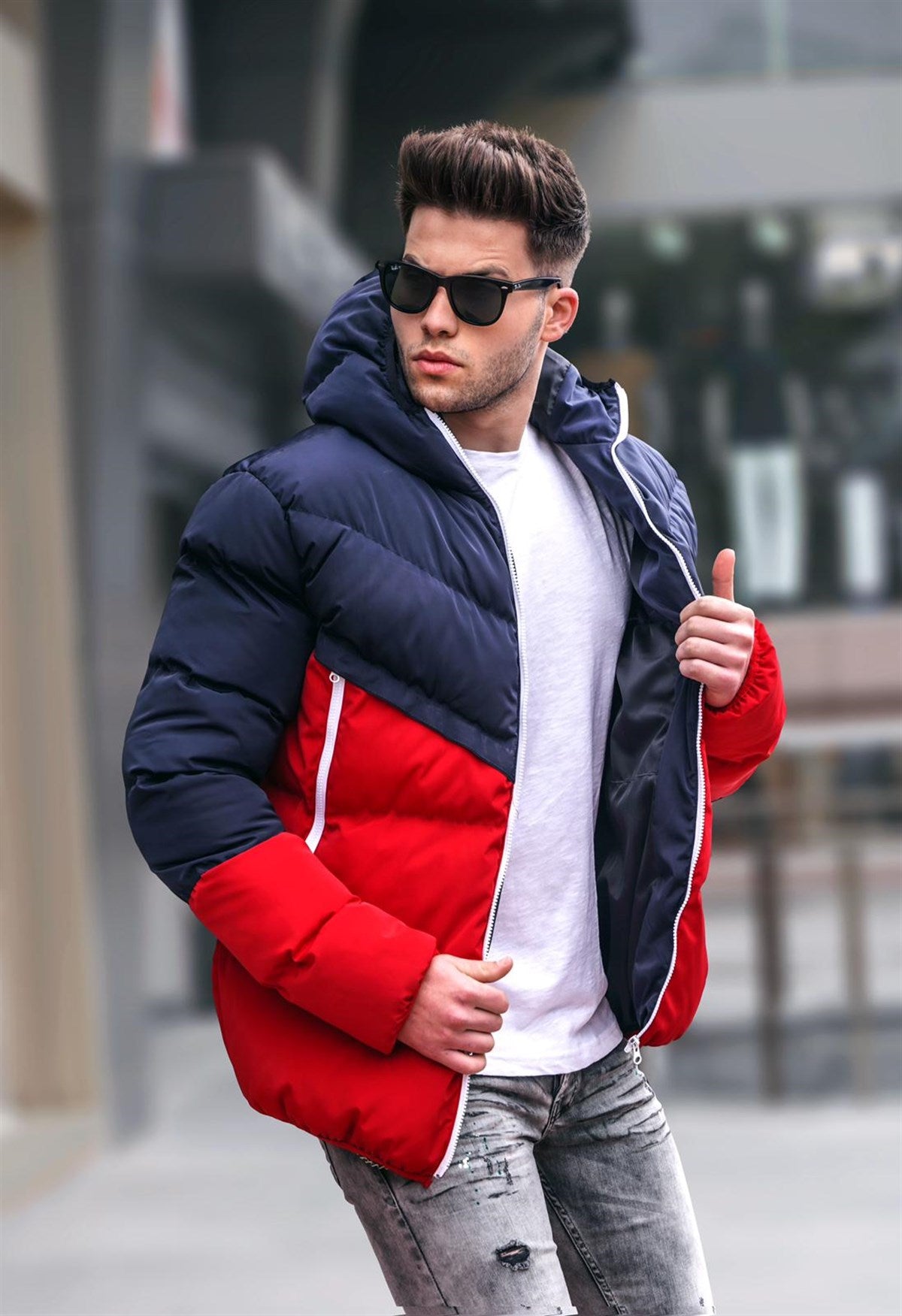 Navy Blue Inflatable Men's Coat 5700