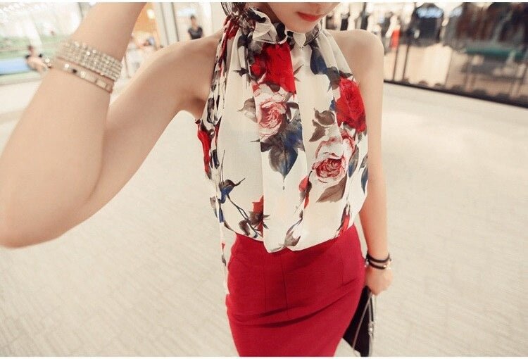 Floral Chiffon Summer Women Blouse