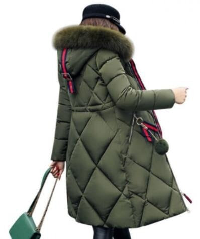 fur winter slim long coat thickened parka women