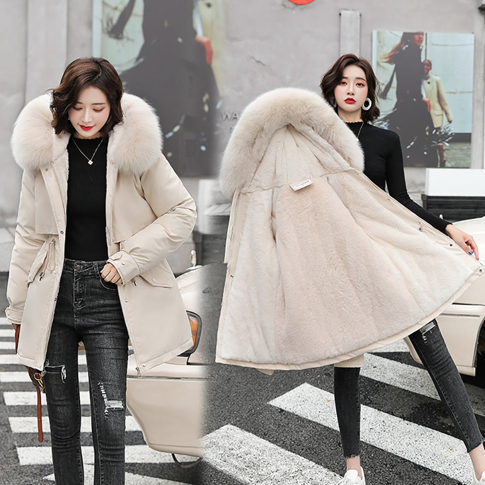 Cotton Thicken Warm Autumn Winter Casual Long Parka Hooded Coat