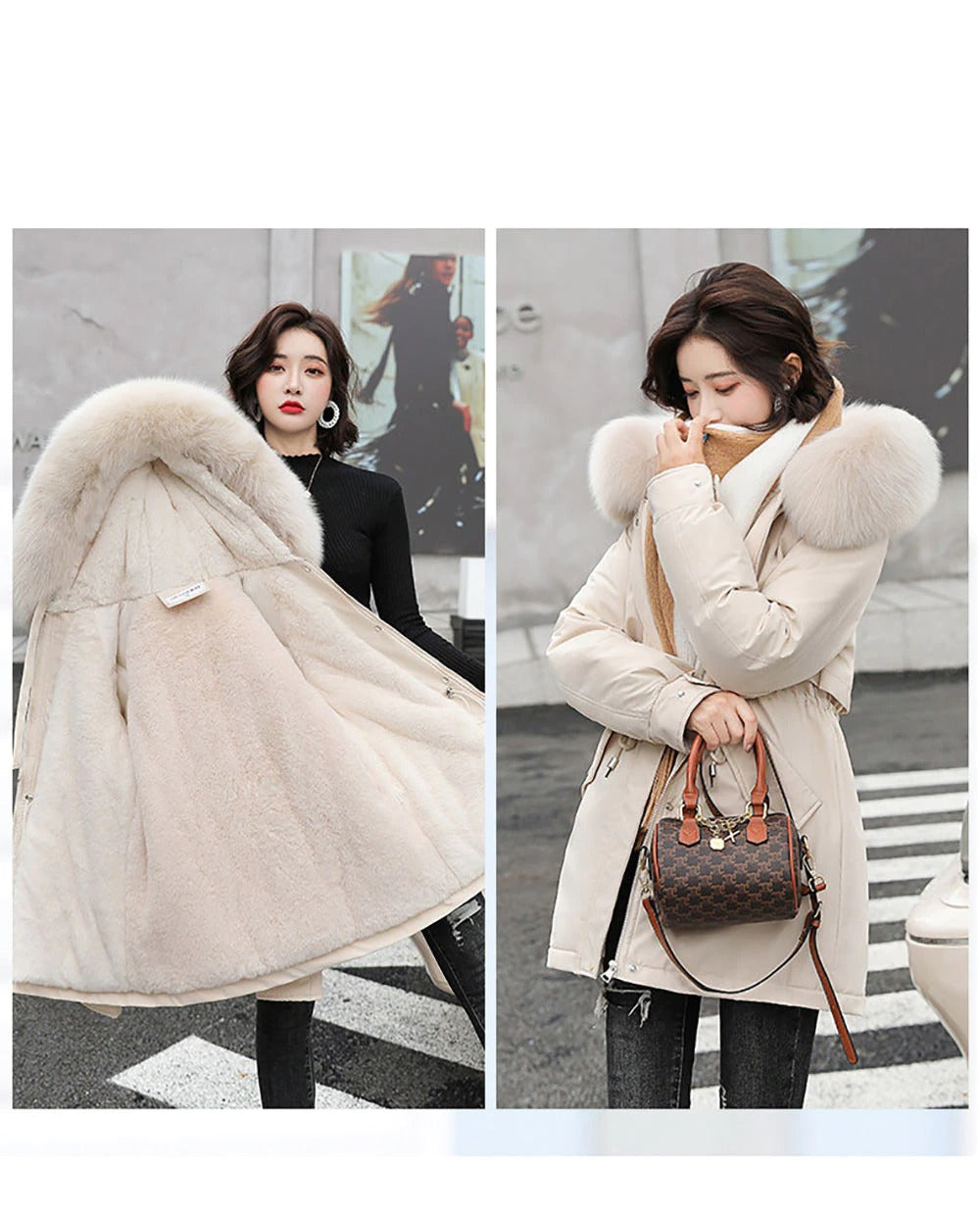 Cotton Thicken Warm Autumn Winter Casual Long Parka Hooded Coat