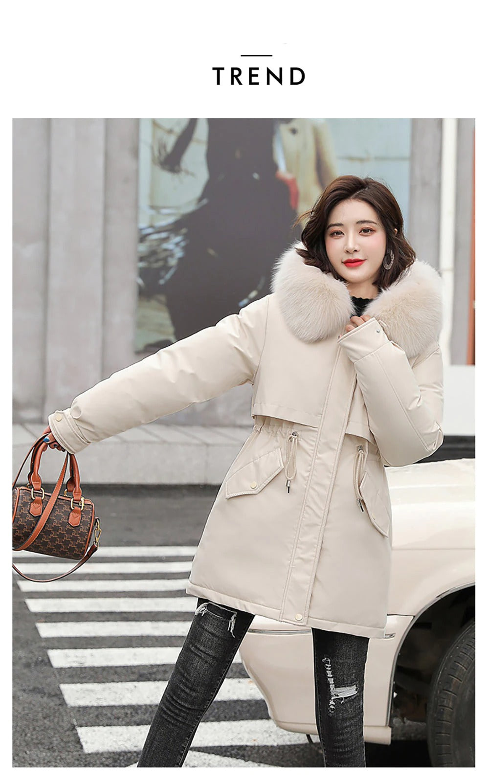 Cotton Thicken Warm Autumn Winter Casual Long Parka Hooded Coat