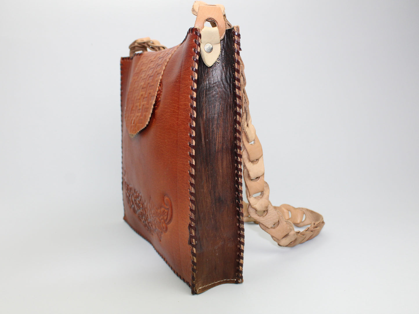 Tote Bag, Leather, brown - Handmade