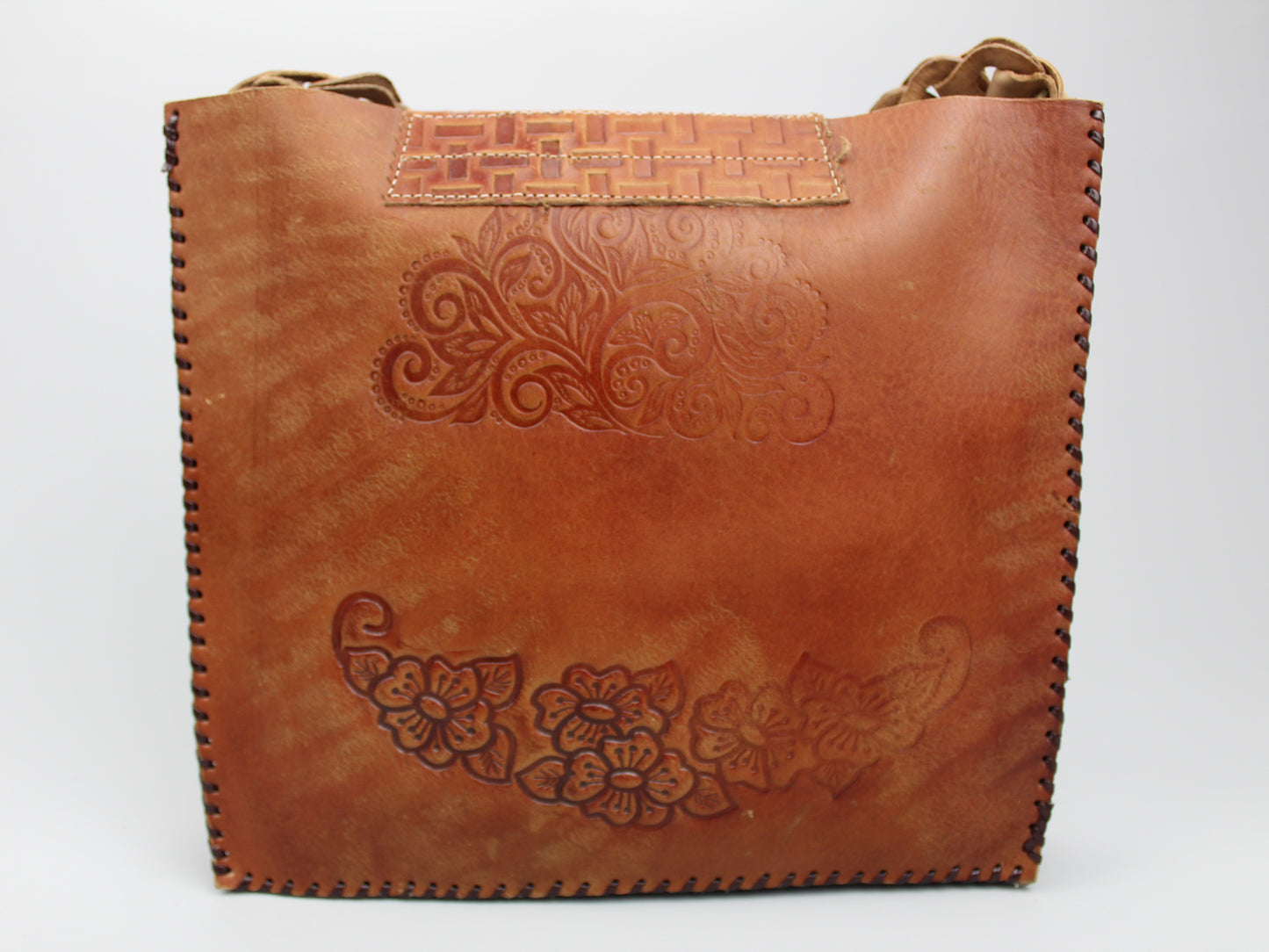 Tote Bag, Leather, brown - Handmade