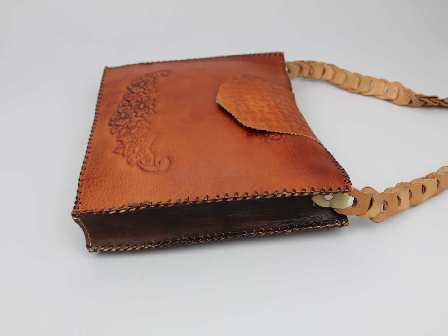 Tote Bag, Leather, brown - Handmade