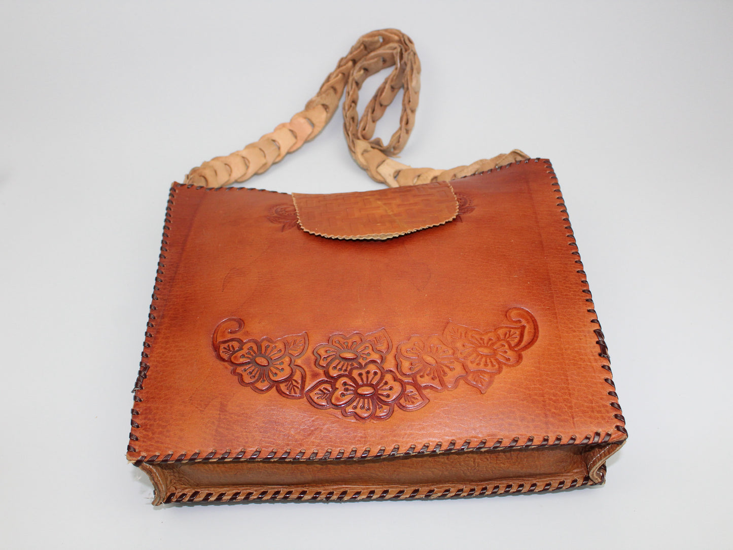 Tote Bag, Leather, brown - Handmade