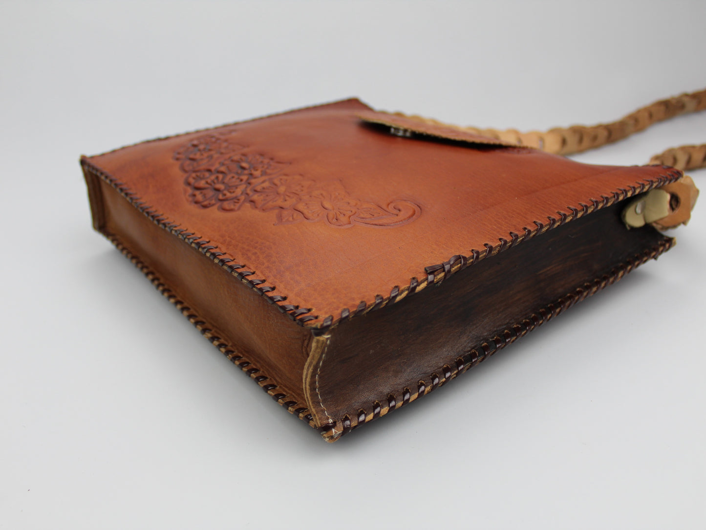 Tote Bag, Leather, brown - Handmade