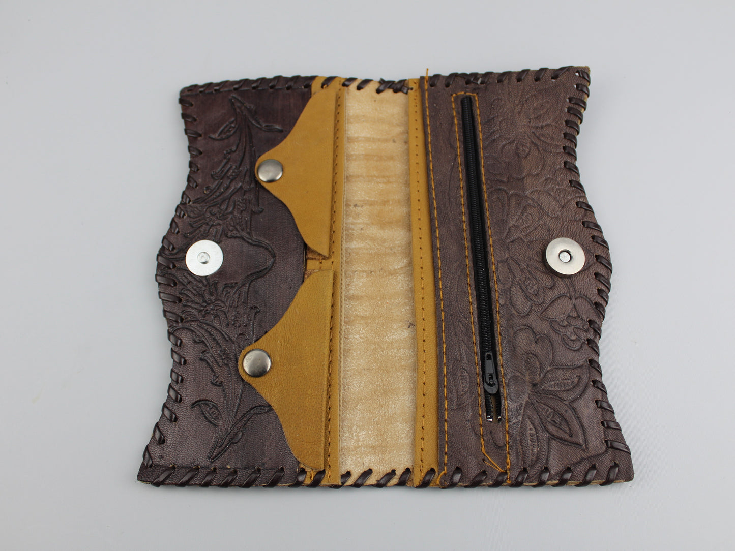 Women Purse - Dark Brown Slim Leather Purse - Handmade