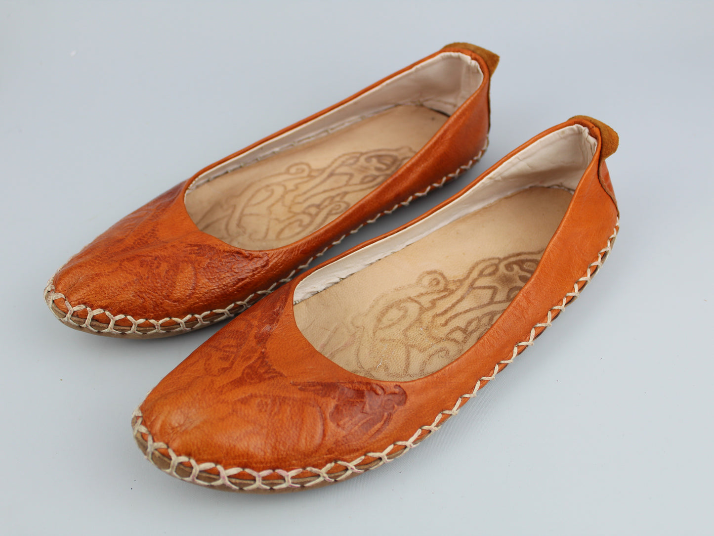 Orange Leather Shoe - Women - Handmade