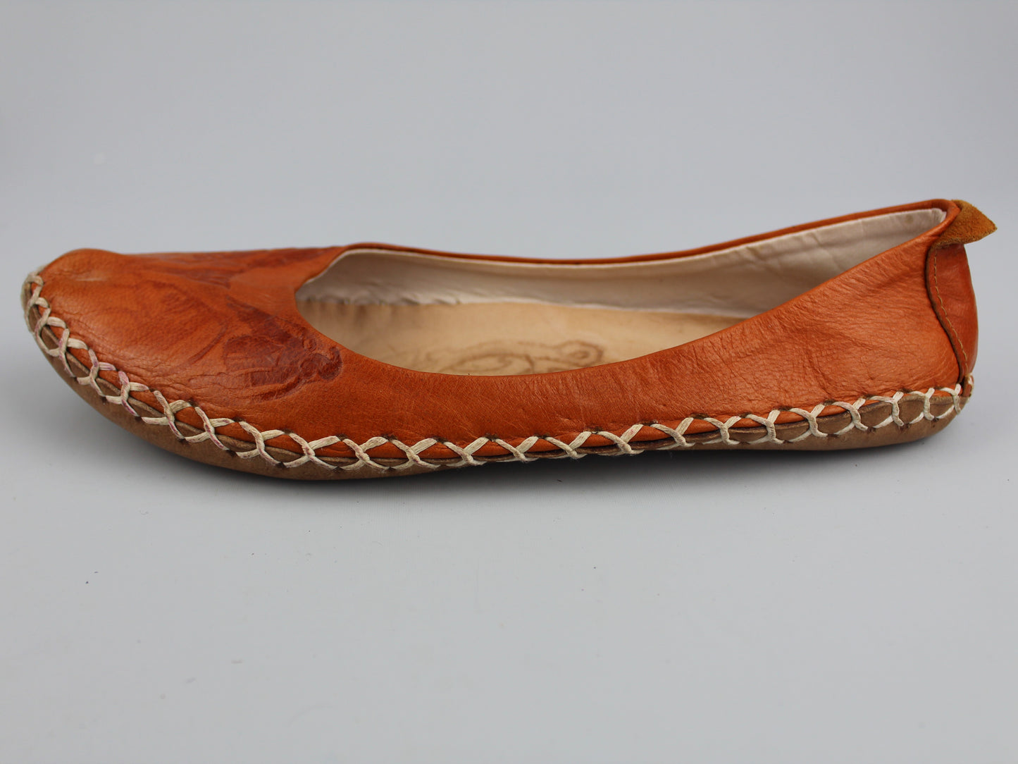 Orange Leather Shoe - Women - Handmade