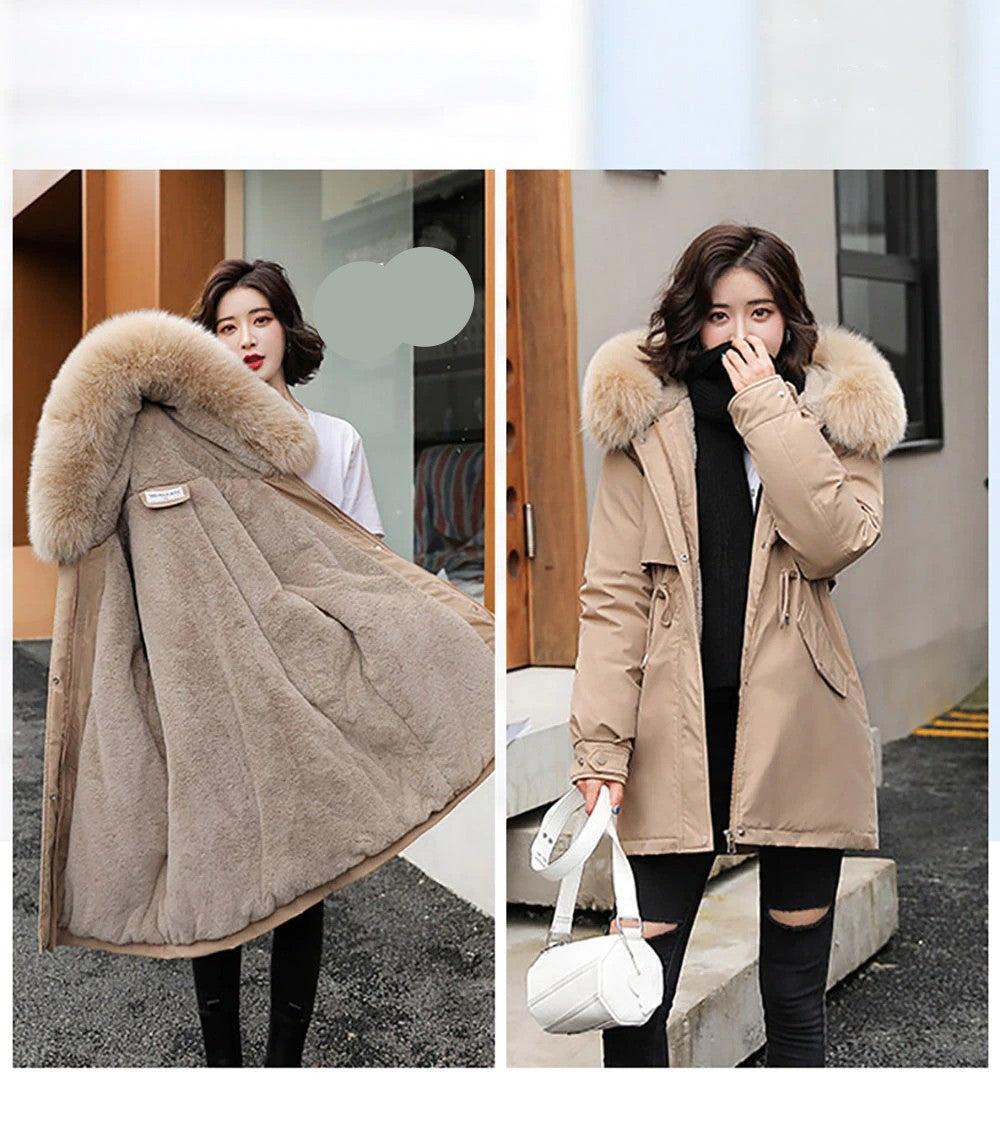 Cotton Thicken Warm Autumn Winter Casual Long Parka Hooded Coat