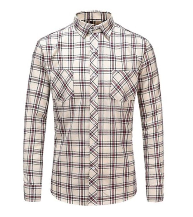 Mens Plaid Cotton Shirt Long Sleeve