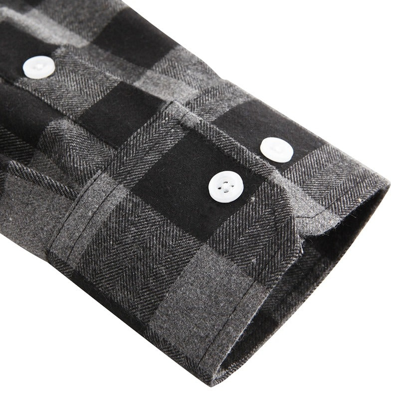 Mens Plaid Cotton Shirt Long Sleeve