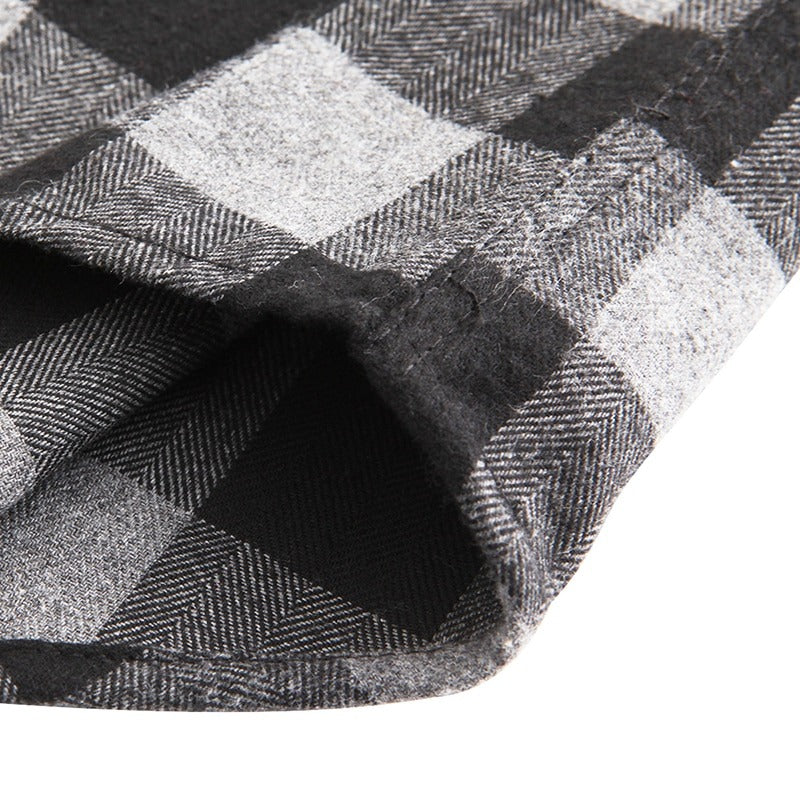Mens Plaid Cotton Shirt Long Sleeve