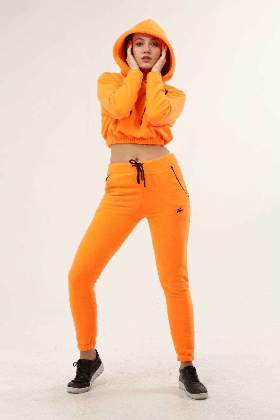 Neon Color Welsoft Tracksuit Set Orange