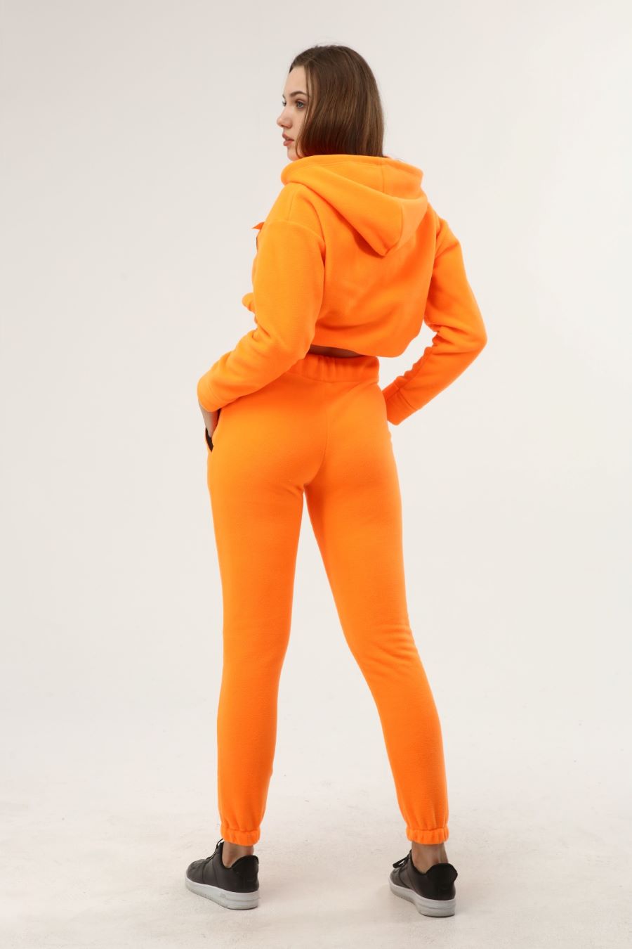 Neon Color Welsoft Tracksuit Set Orange