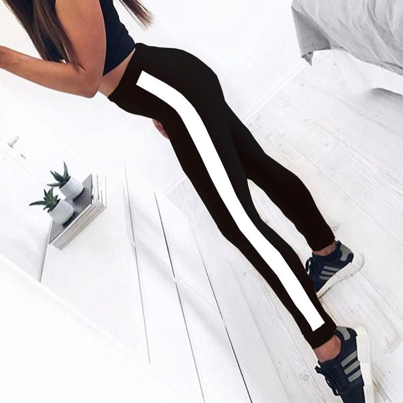 Sport Sweatpants - High Waist Side Striped