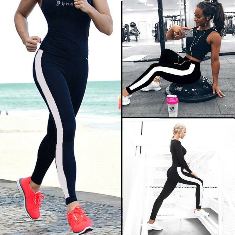 Sport Sweatpants - High Waist Side Striped