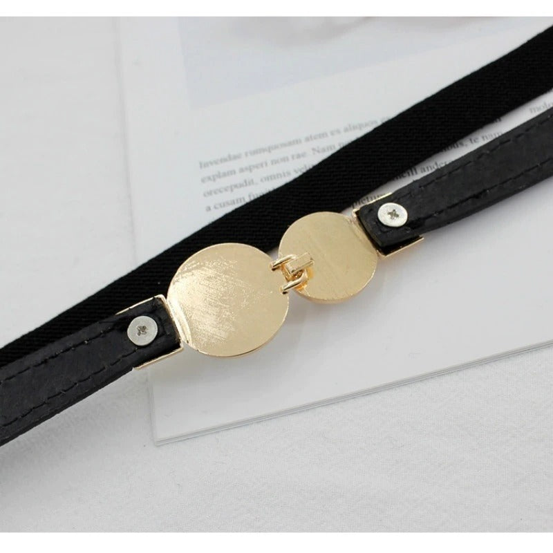 Women Double Pearl Belt Leather