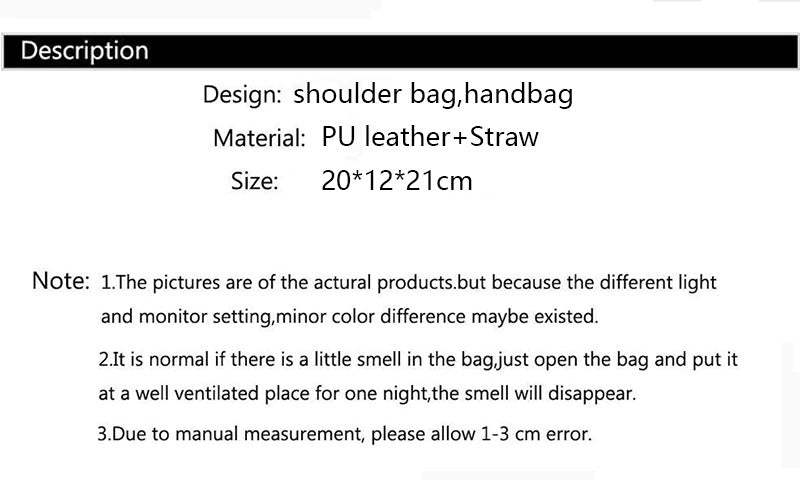 Hand Shoulder Bag Straw