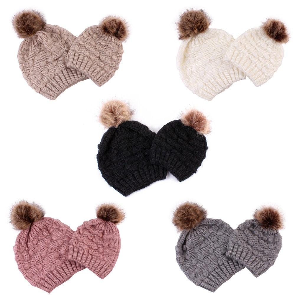 Infant Boy Girl Mom Winter Knit Warm Soft Beanie