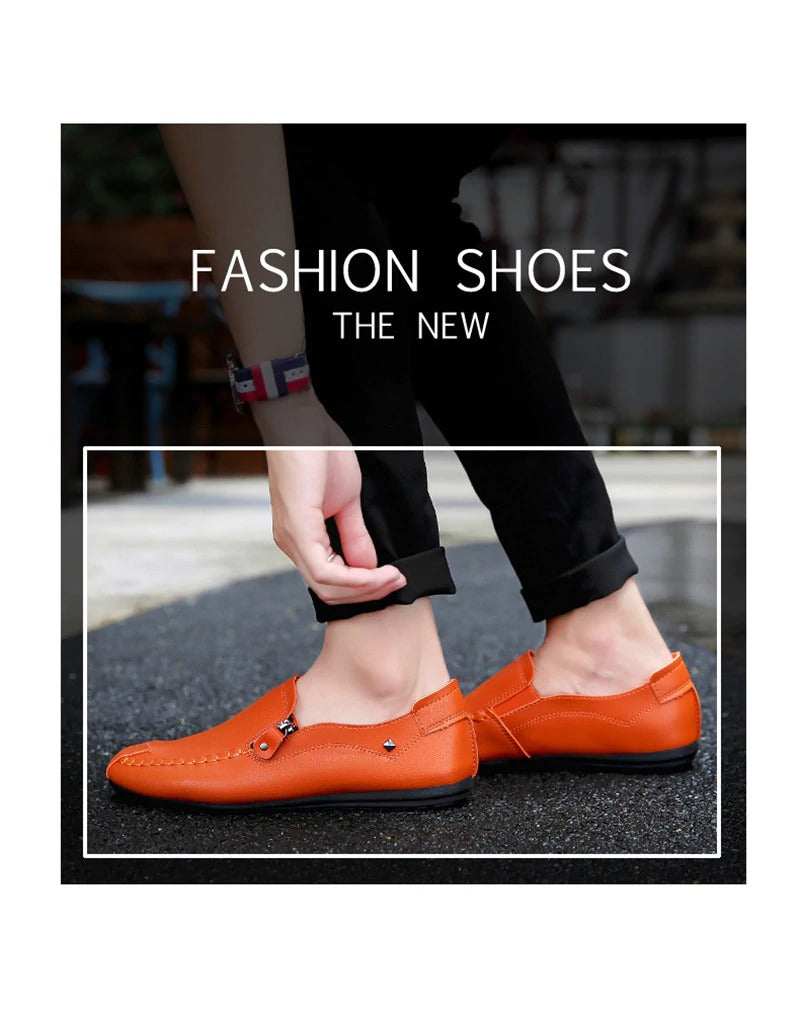 Men Leather Loafers Slip On Shoes