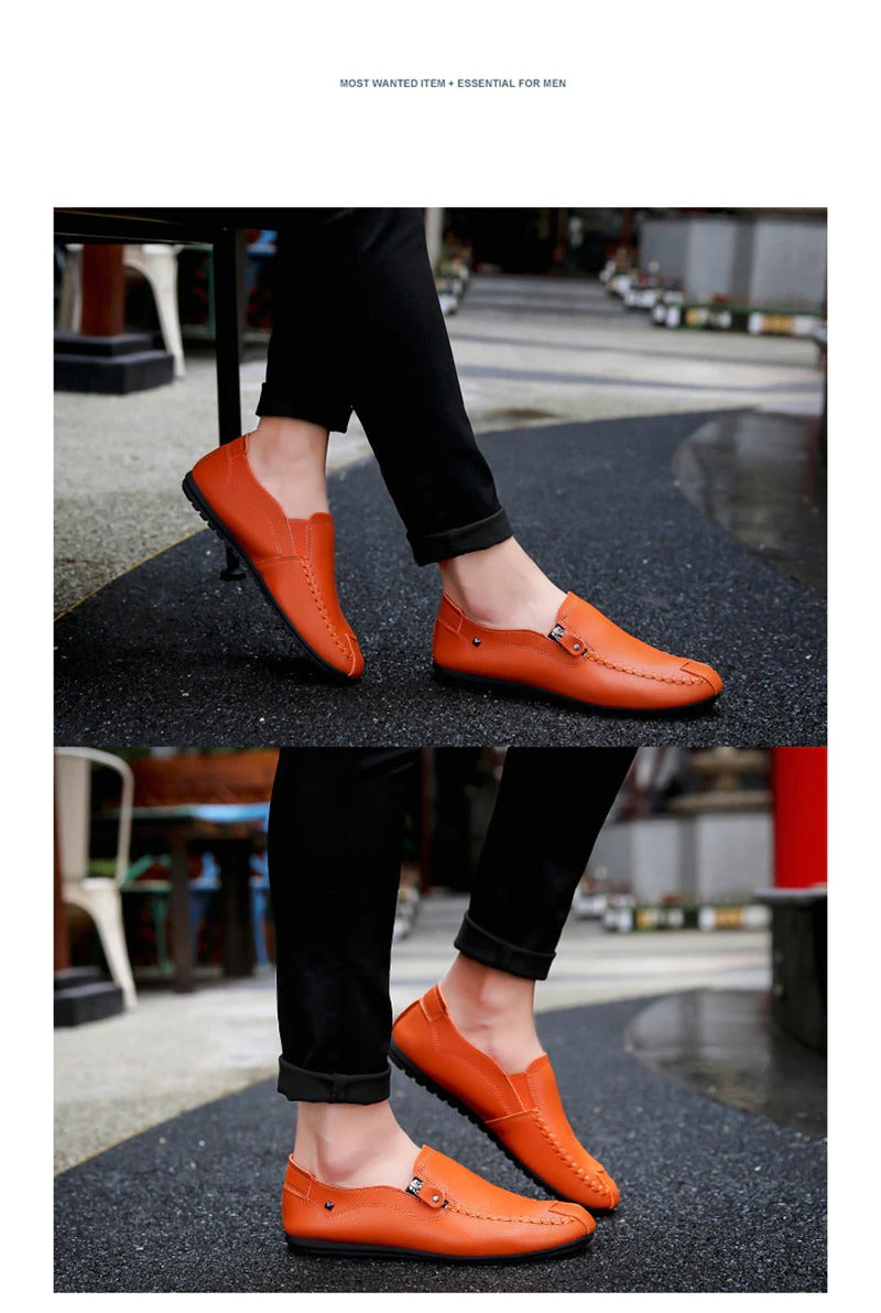 Men Leather Loafers Slip On Shoes