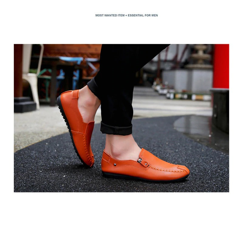Men Leather Loafers Slip On Shoes