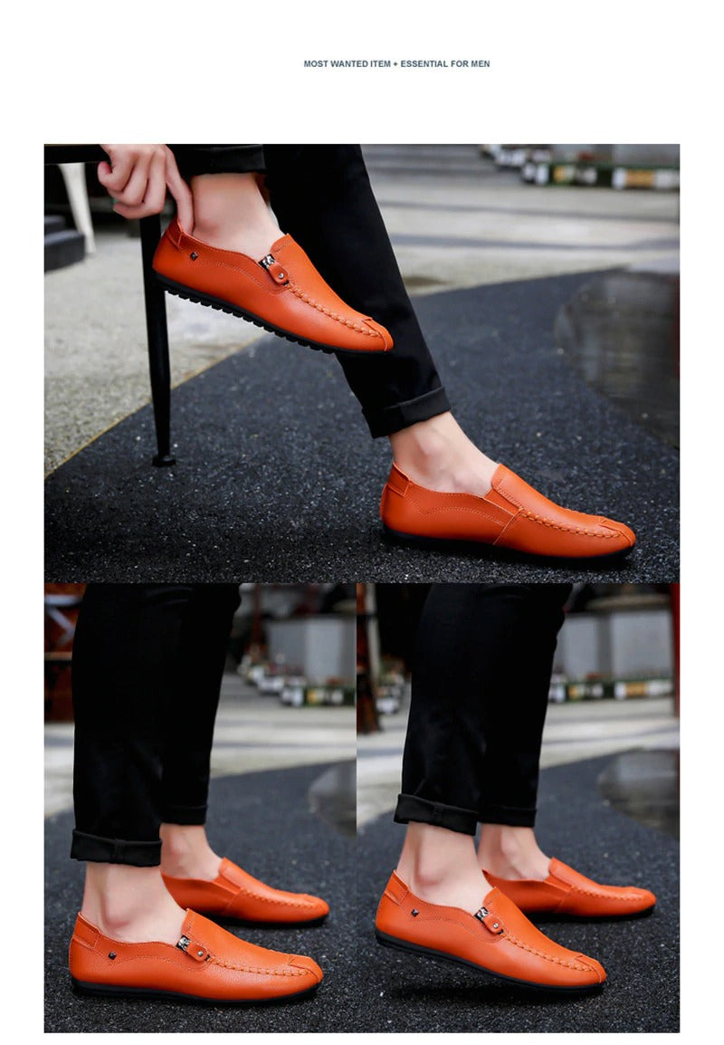 Men Leather Loafers Slip On Shoes