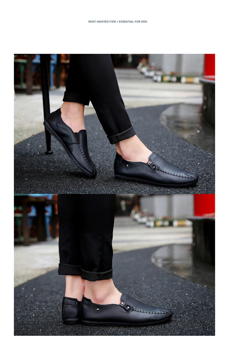 Men Leather Loafers Slip On Shoes