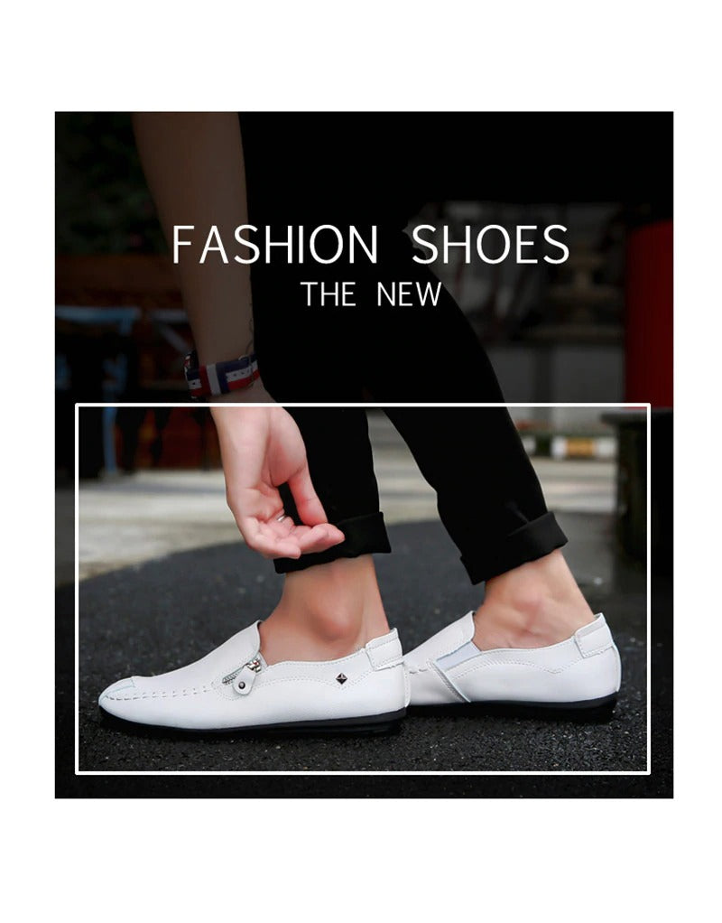 Men Leather Loafers Slip On Shoes