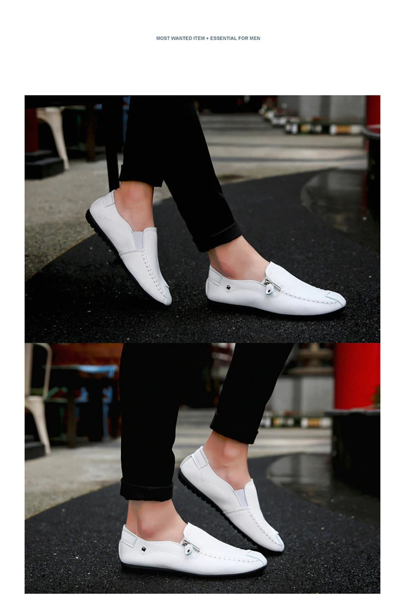 Men Leather Loafers Slip On Shoes