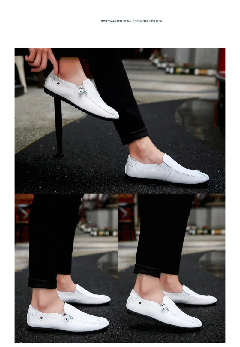 Men Leather Loafers Slip On Shoes