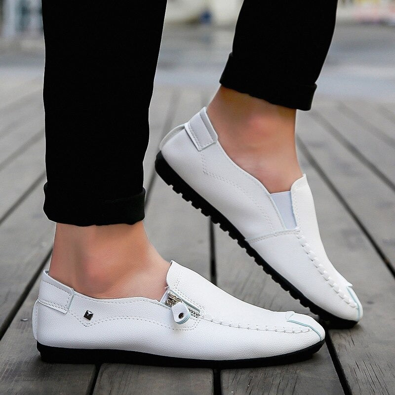 Men Leather Loafers Slip On Shoes