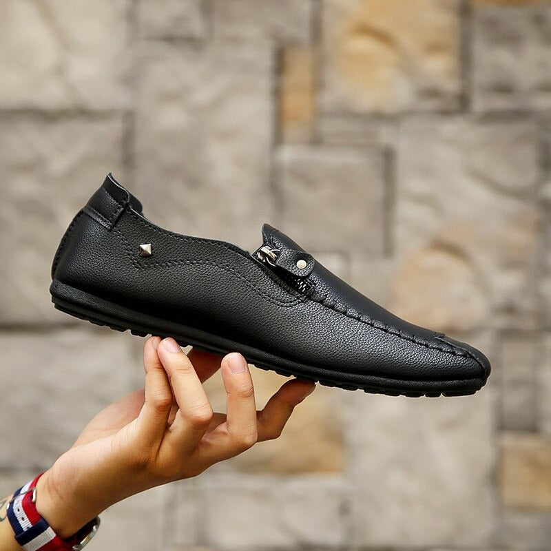 Men Leather Loafers Slip On Shoes