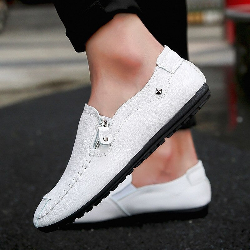 Men Leather Loafers Slip On Shoes