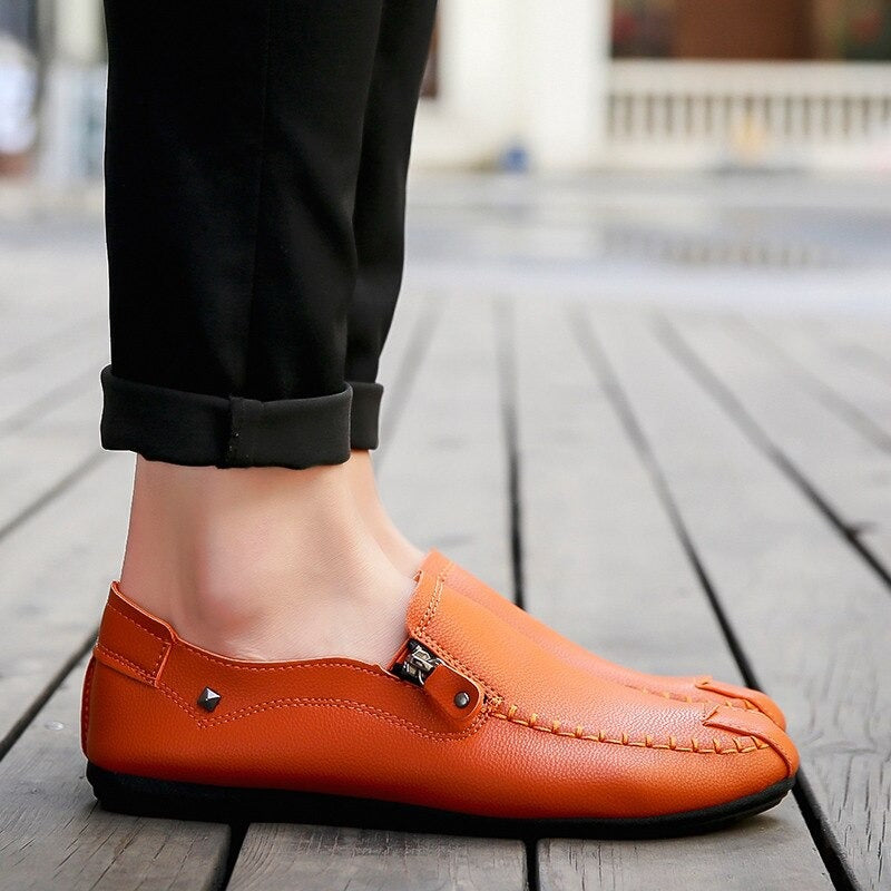 Men Leather Loafers Slip On Shoes