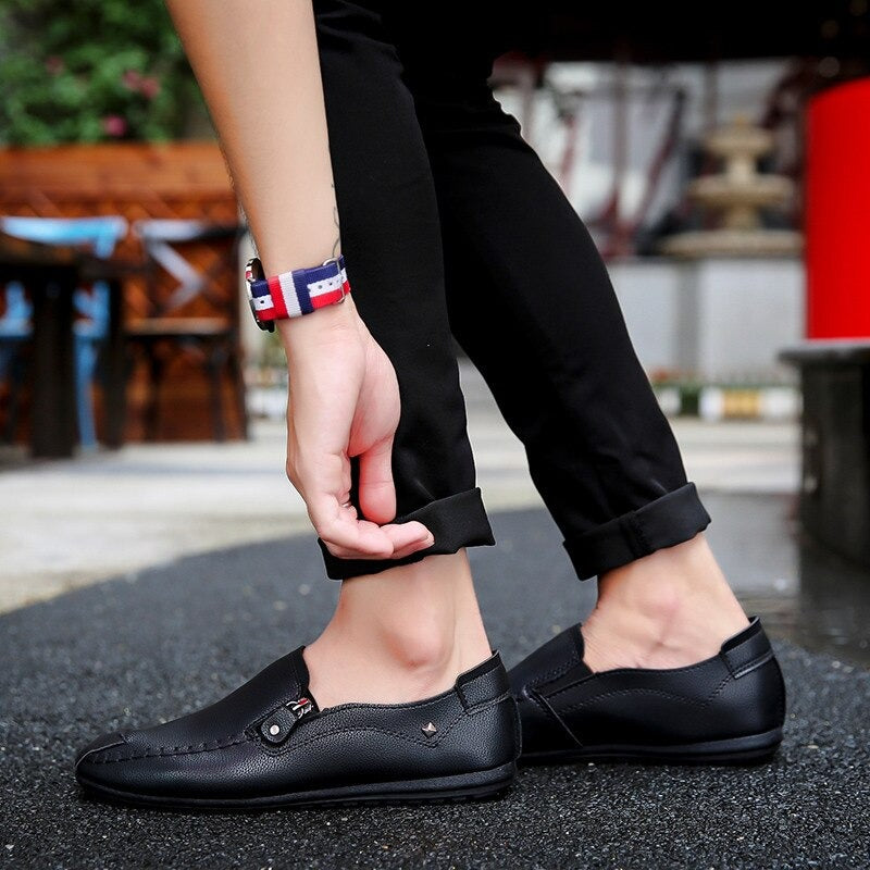 Men Leather Loafers Slip On Shoes
