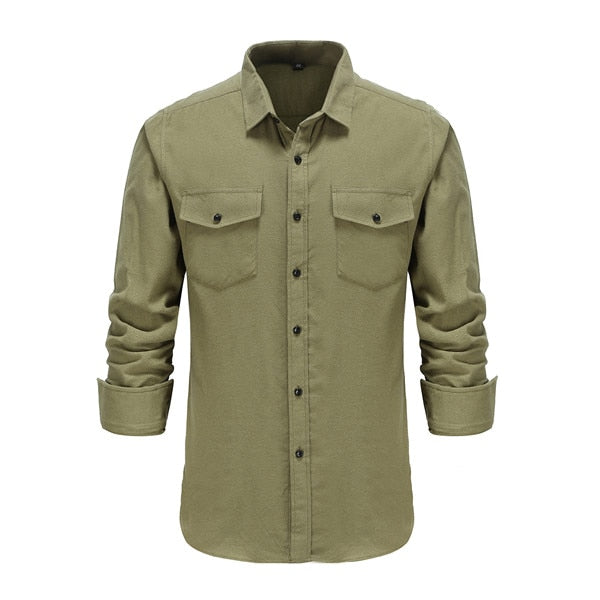 Mens Plaid Cotton Shirt Long Sleeve