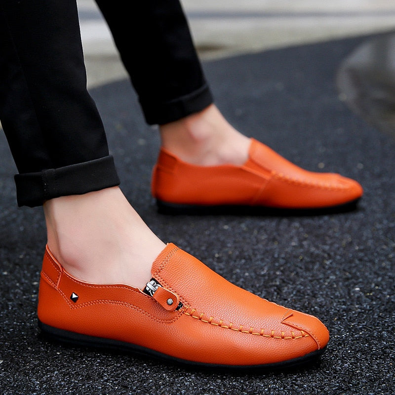 Men Leather Loafers Slip On Shoes