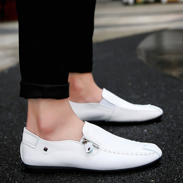 Men Leather Loafers Slip On Shoes