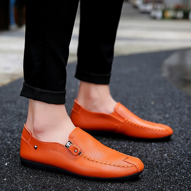 Men Leather Loafers Slip On Shoes